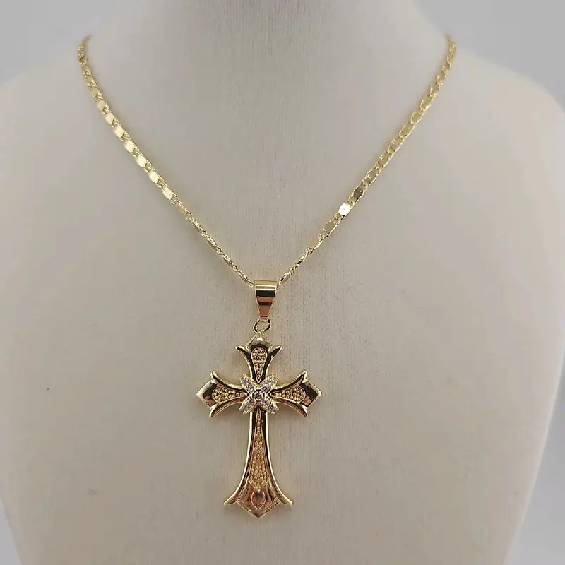 查看[(37) #1. #2 14K Gold Laminated Cross Pendant and Chain - 18 Inches ...