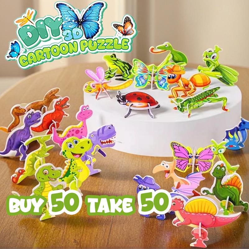 【BUY 50 TAKE 50】Total 100 Pcs DIY 3D Cartoon Puzzles Handcraft Kit for ...