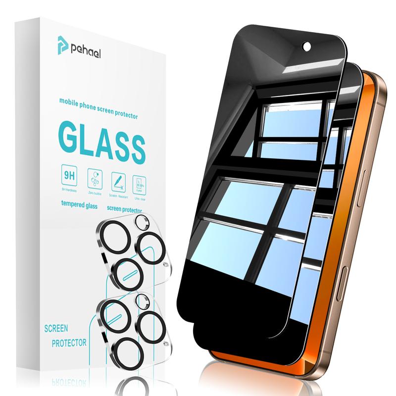 Pehael Privacy Tempered Glass for iPhone 17/16/15/14/13/12/11 Series, Anti-Spy, Shockproof, Full Coverage Protection Film, Aftermarket Phone & Smartphone Accessories,back to school screen protector installation tool edge matte