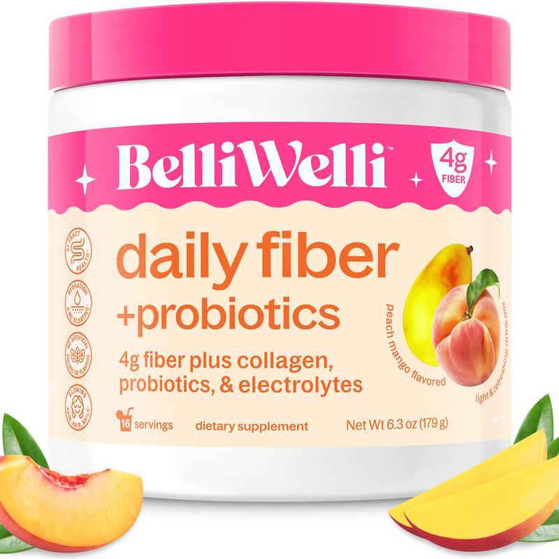 BelliWelli Daily Fiber + Probiotics + Collagen - Peach Mango