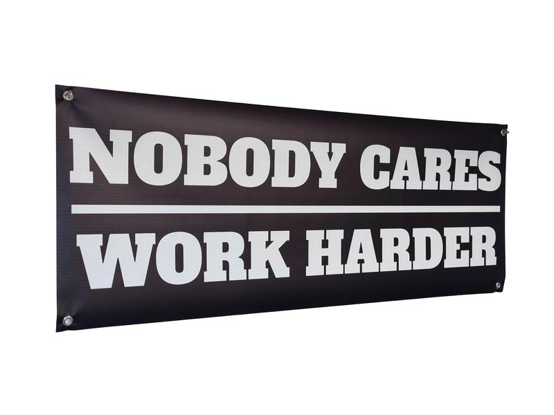 Never Give Up Motivational Gym Banner - 72x24 Inch Fitness Wall Art With Brass Grommets For Garage & Home Gym - View #6