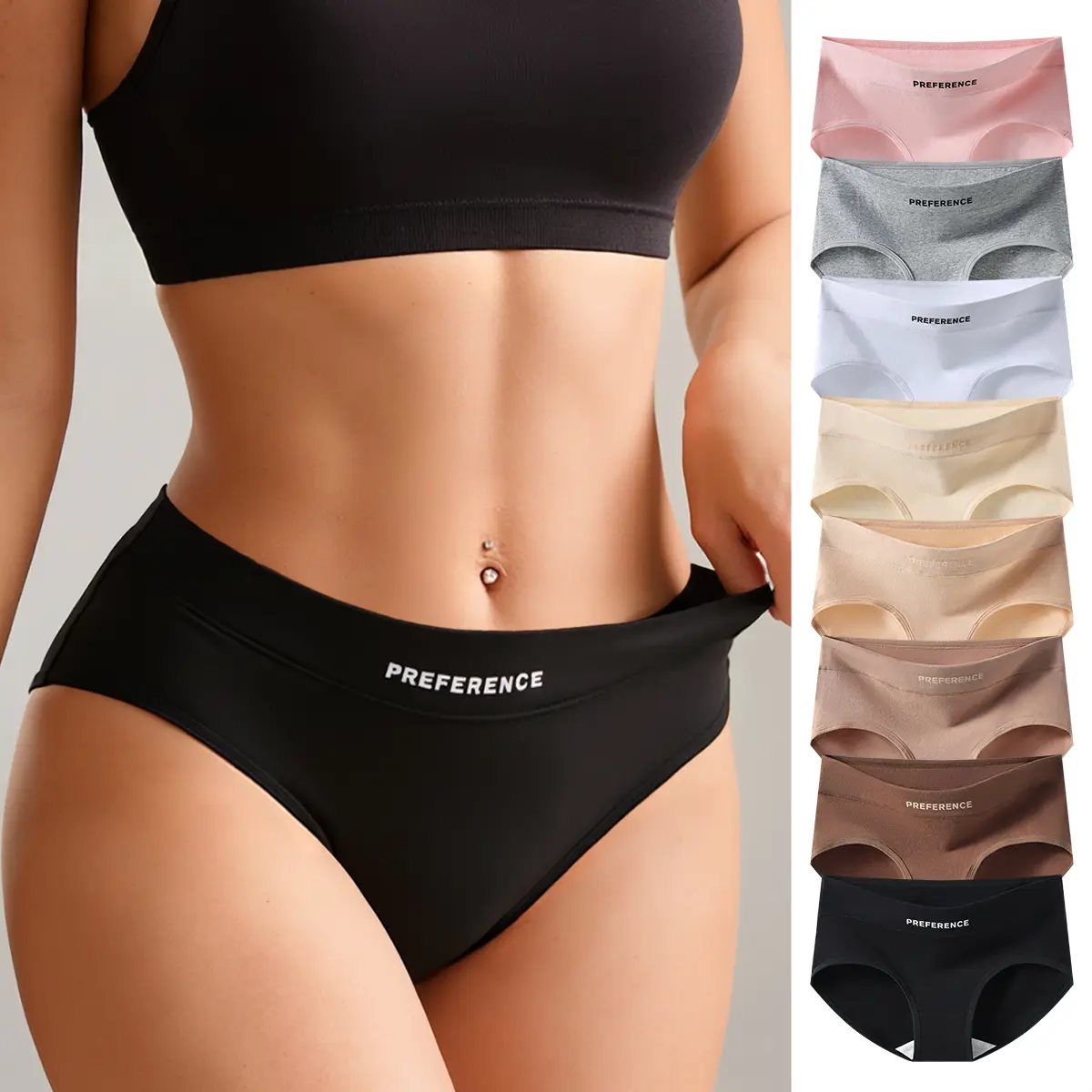 HOTCOM Women's Plus Size Cotton Panties 8 Pack – Mid Waisted Full Coverage Briefs, Soft Breathable Everyday Underwear