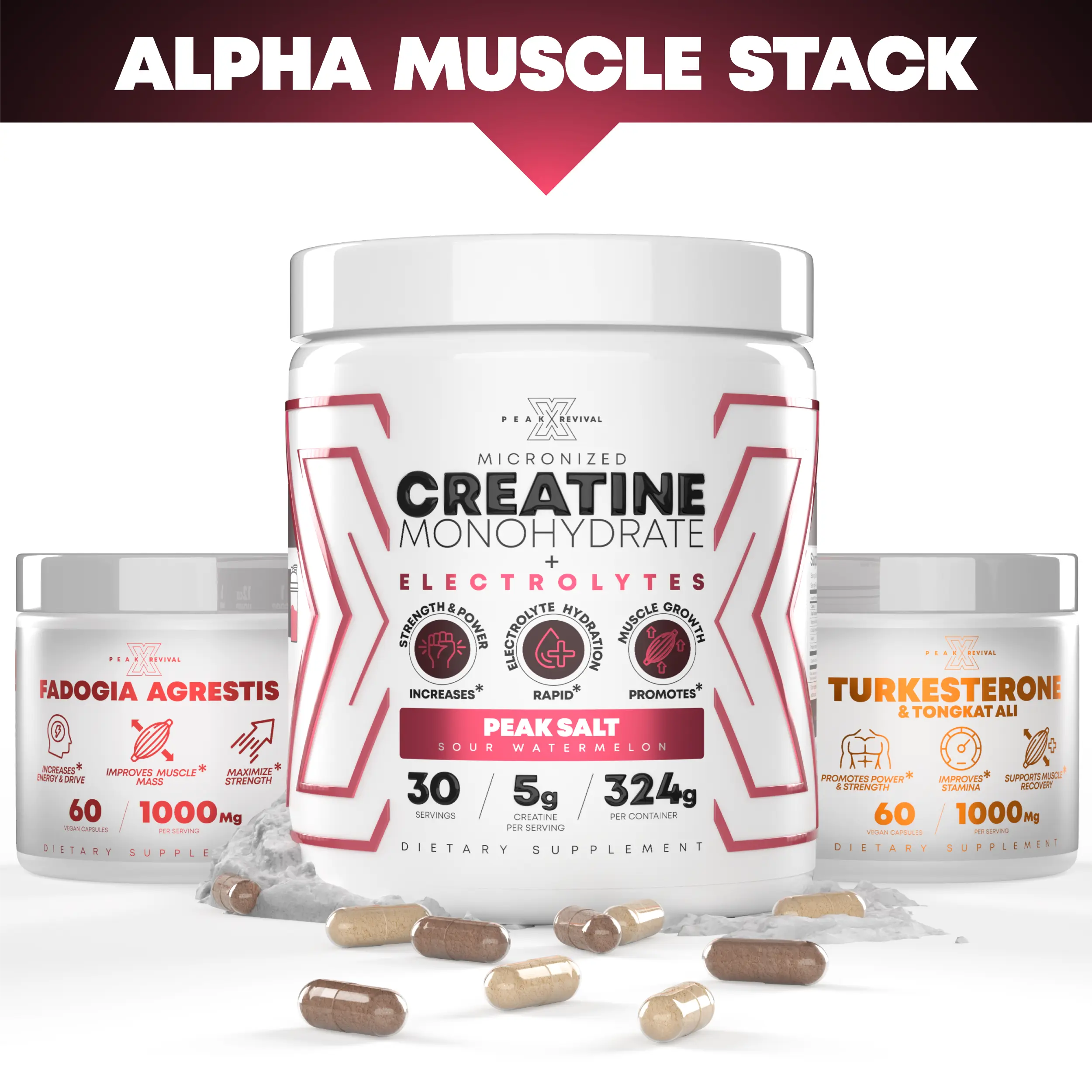 Alpha Muscle Stack | Natural Testosterone Booster & TRT Alternative | Muscle, Strength &  Edible Natural Testosterone Booster Pre Workout Fitness Supplement MenPerformance Support Plant Based Supplement Dietary Healthcare