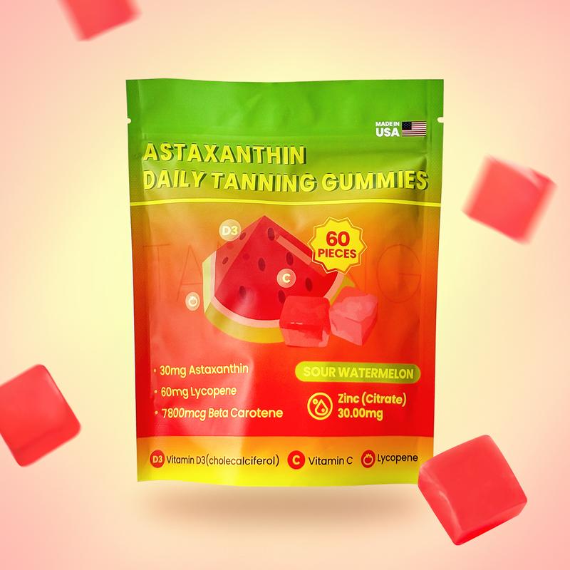 【60% OFF】Tanning Gummies, Natural Tanning Supplement with Astaxanthin, Lycopene & Beta Carotene, Supports Radiant Skin