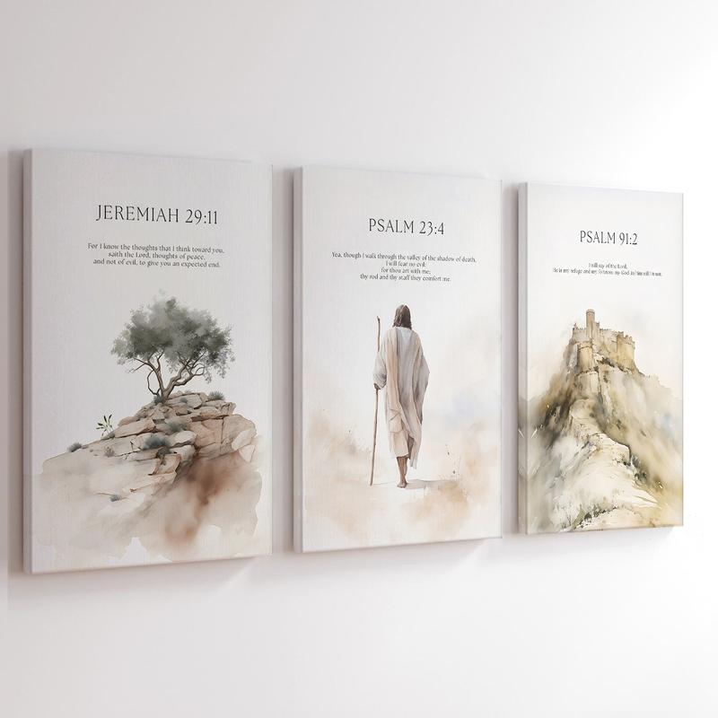 查看[3Pcs Wooden Framed Jesus Wall Art, Christian Bible Verse Canvas ...