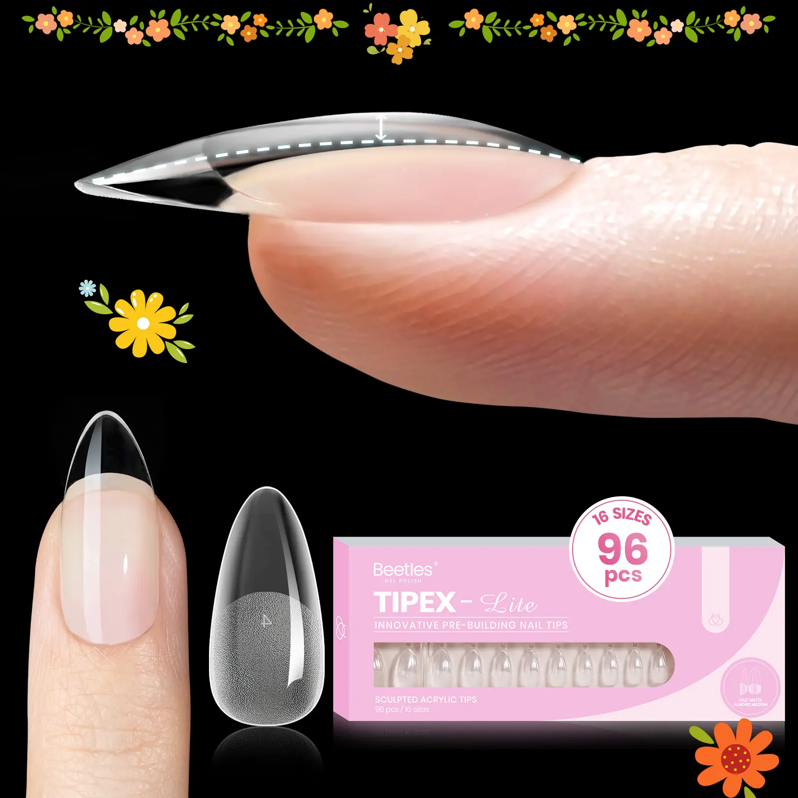 Beetles Tipex Lite Instant Apex Nail Extension Tips - Tipex 2.0 Acrylic Nail Flat Nails Manicure Gel press ons Nail Art DIY Nails Art#Summervibes