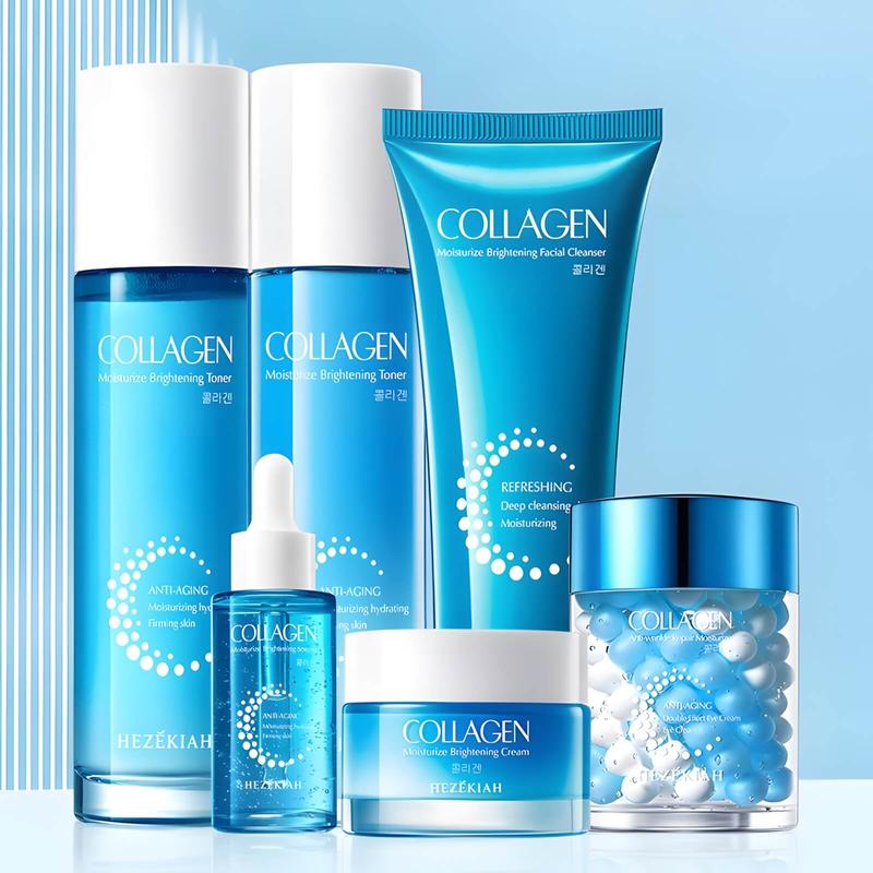 6-Piece Collagen Skin Care Kit, Beauty Products, Moisturizing Revitalizing Brightening Kit, Anti-Aging Firming Glow-Up Set, Gifts for Women, Womens Gifts