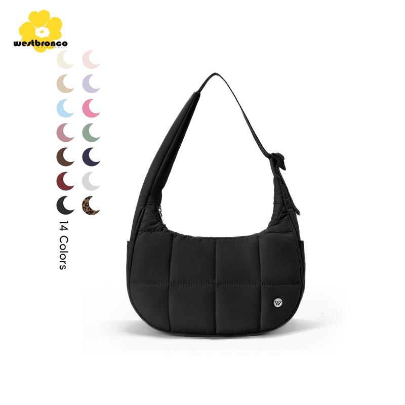 WESTBRONCO Crescent Shoulder Bag Viral Small Puffy Fashion Stylish with 2 Side Pockets Adjustable Strap for Women Waterproof Lightweight Travel Gym Dating Elegant Commuter Bag Purse for Summer Trendy Gift for Her Mom BackToSchool tiktokshopbacktoschool