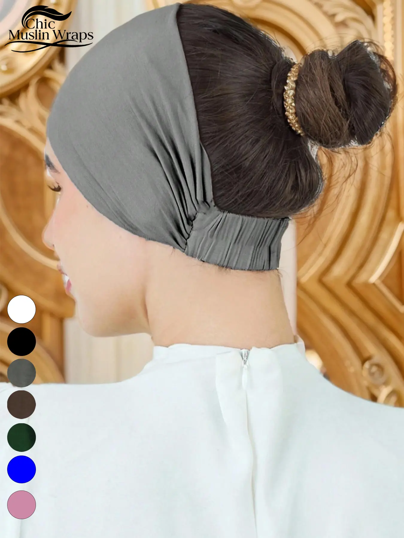 Women's Plain Muslim Elastic Hairband Set, Wide Band Headscarf Base Cap, Suitable for Daily Sports, Casual Evening Wear, All Seasons