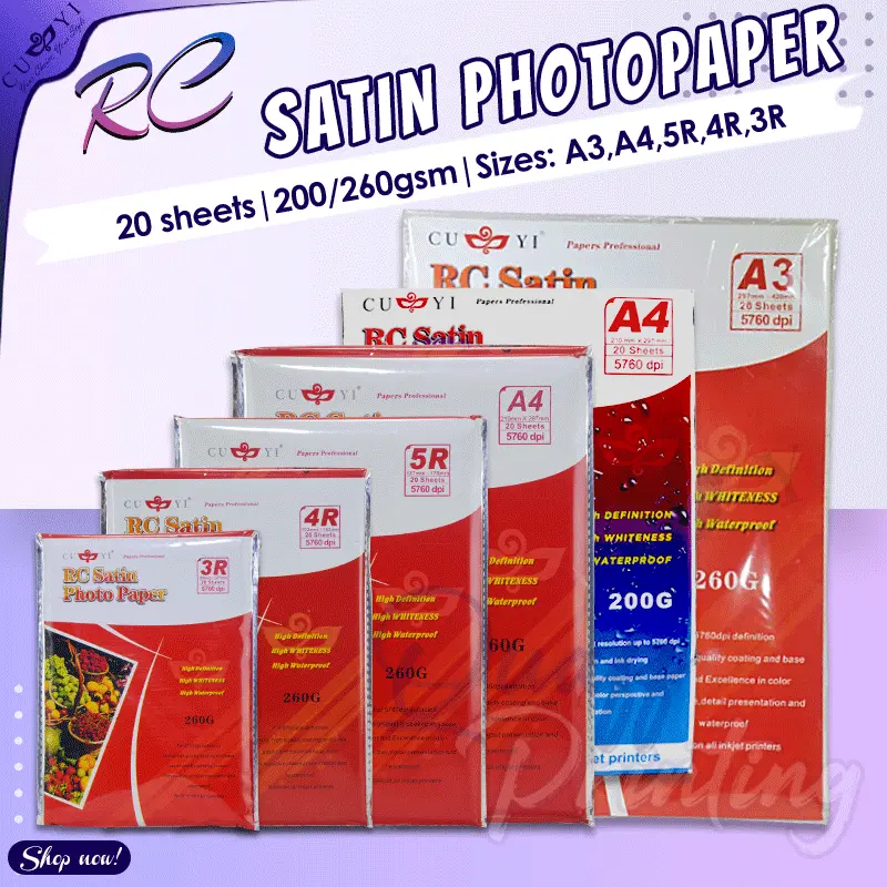 查看[Cuyi Rc Satin Photo Paper 260gsm A4 5r 4r 3r Size Resin Coated 20 ...