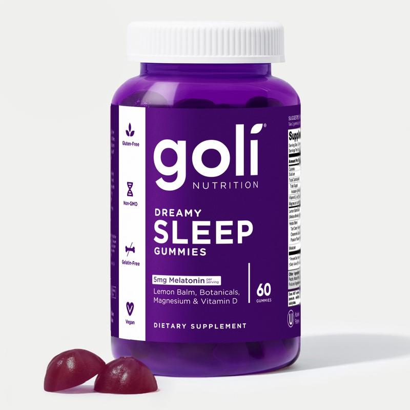 Goli Dreamy Sleep Gummy - Melatonin, Vitamin D, Magnesium, Lemon Balm Extract, Gelatin-Free, Gluten-Free, Vegan & Non-GMO