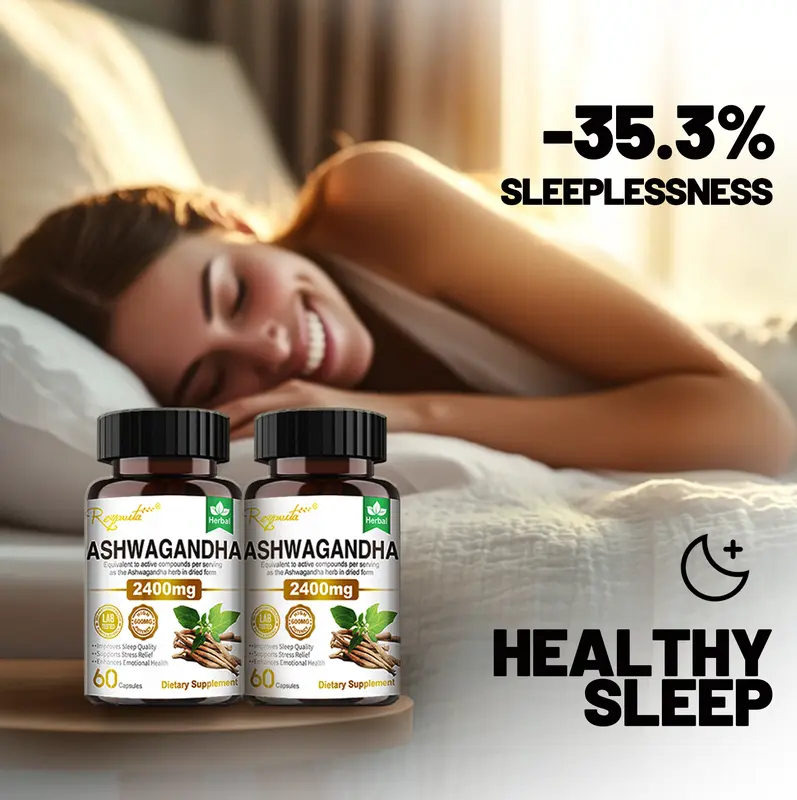 【Enhanced Potency】Royavita Ashwagandha 2400mg with Black Pepper Extract | Support Sleep Aid & Athletic Performance, Organic Vitamin B6 & B12, Dietary Supplement for Men & Women-1