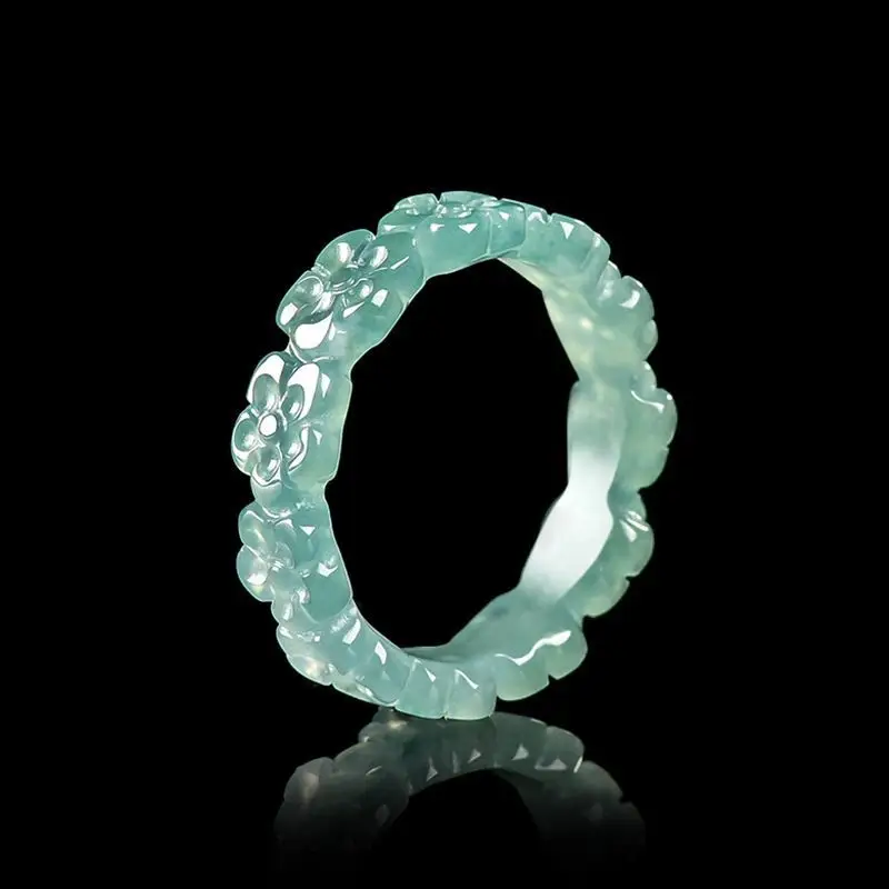 查看[Jade Blue Water Jade Peach Blossom Ring - Exquisite Ice Silk ...