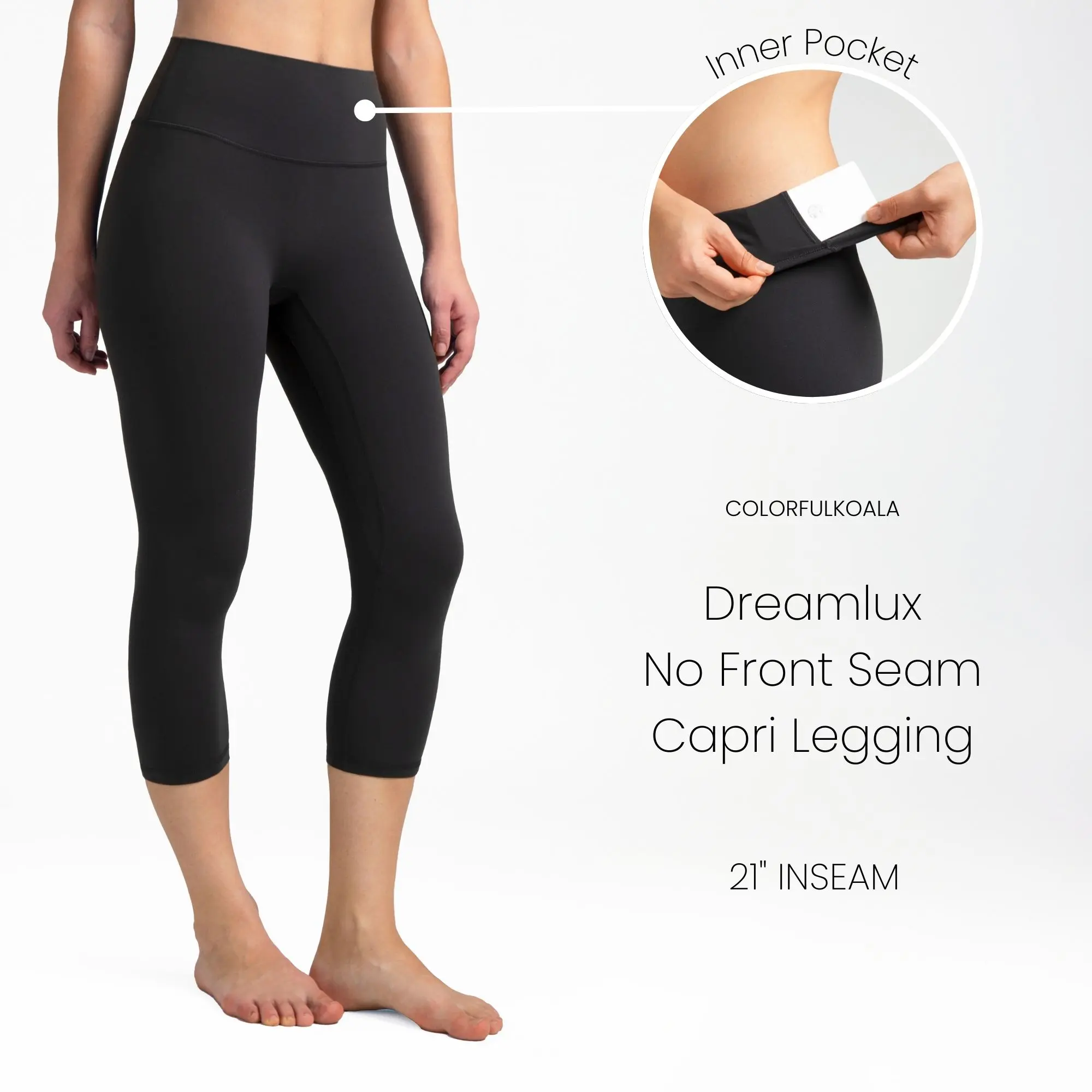 Colorfulkoala Dreamlux No Front Seam Capri Leggings for Women 21" Inseam, High Waisted Yoga Pants Gym Sportswear Bottoms Summer Fashion Outfit Ideas,travel essentials,camping essentials