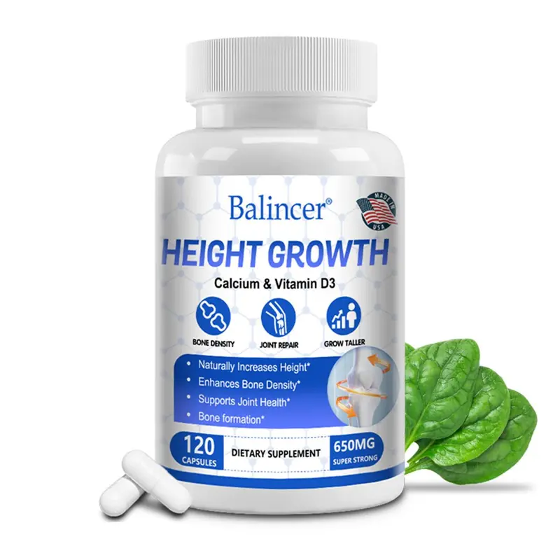 Balincer Height Growth Capsules with Calcium, Vitamin D3 and Zinc Blend for Kids and Teens - Bone Strength and Density Support - Fitness, Healthcare