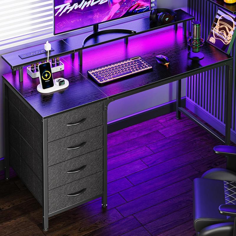 Computer Desk with Power Outlets and LED Lights, G TikTok爆款商品分析 - GMV ...