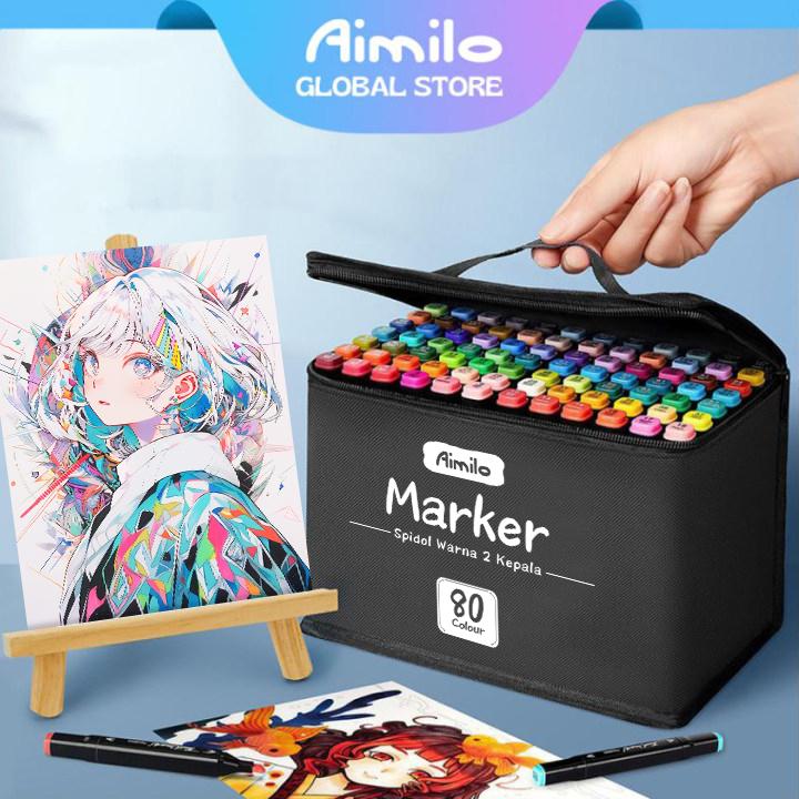 Aimilo 24/48/60/80 Colors Marker Dual Tip Sketch M TikTok爆款商品分析 - GMV ...