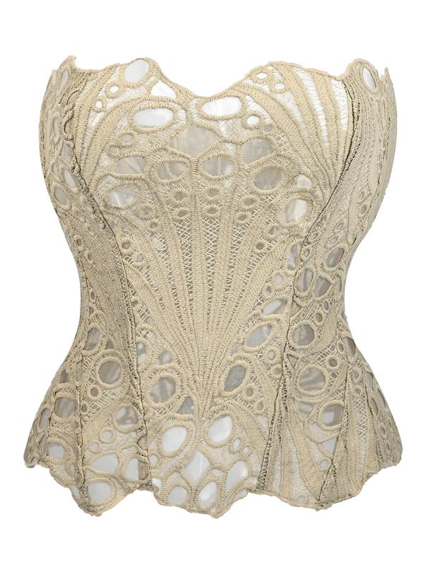 Women's Random Pattern Lace Up Shapewear Tube Top, Elegant