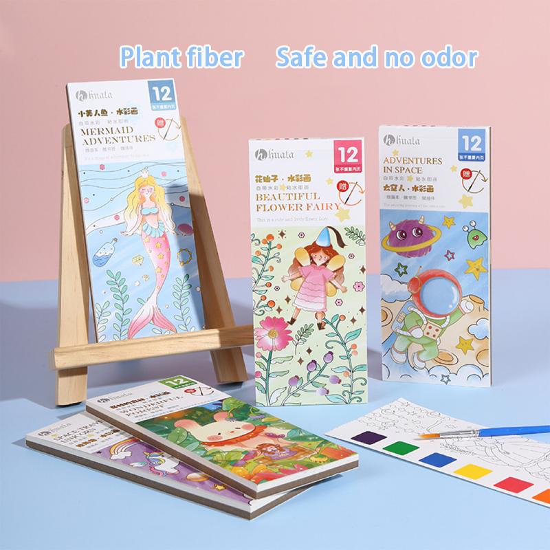 12 Sheets Painting Coloring Book Set with Paintbru TikTok爆款商品分析 - GMV ...