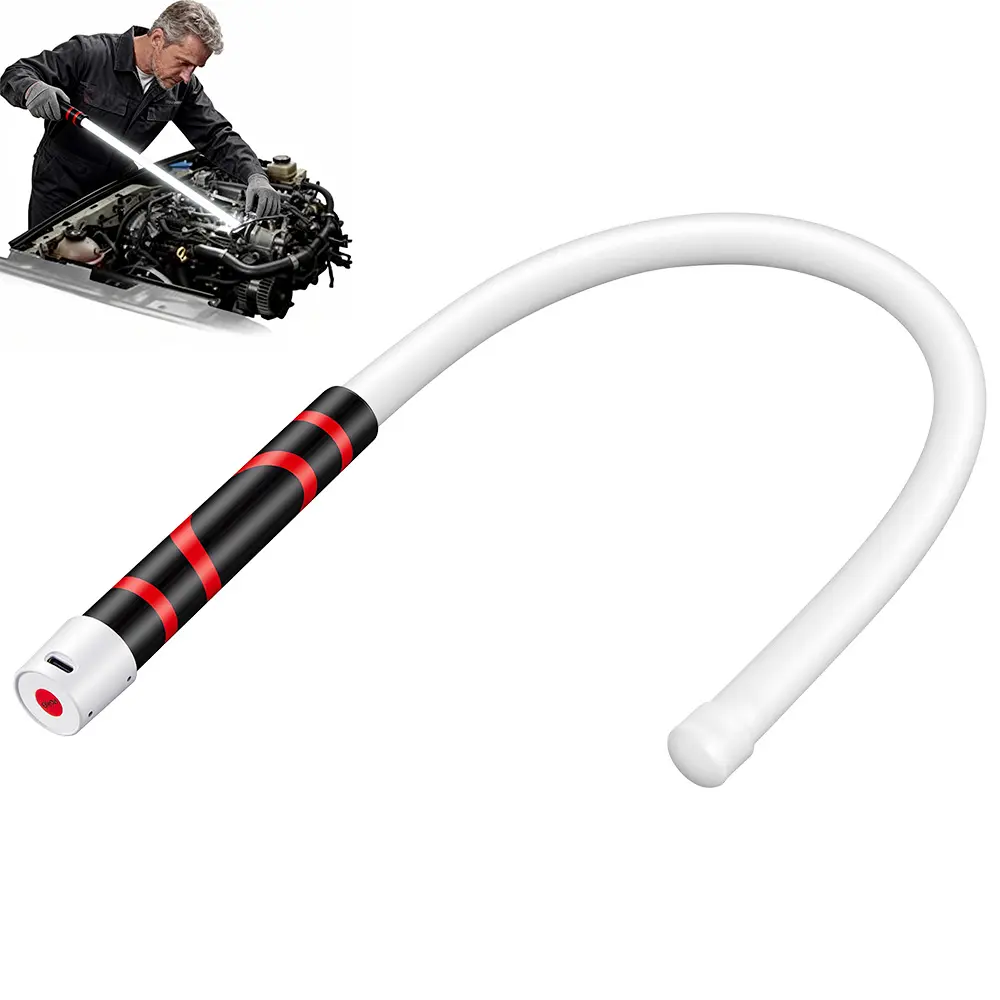 Flexible LED Flashlight Stick – 27.6-Inch Bendable Work Light With 3 Brightness Levels, Rechargeable, Hook For Hands-Free Use – Great For Auto Repairs & Tight Spaces