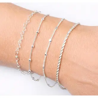 kit 4 pulseiras feminina banhada a PRATA 925