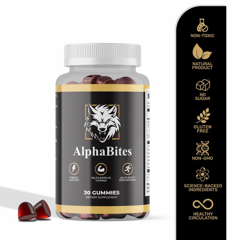 AlphaBites 7-in-1 Nitric Oxide Booster - Beet Root & L-Arginine Gummy for Blood Flow, Energy & Stamina Support | 100% Natural Supplement For Men