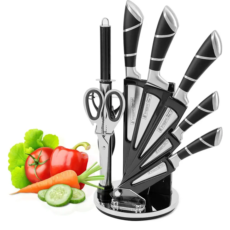 查看[Kitchen Knife Set, 9 Piece Black Chef's Knife Set with Acrylic ...