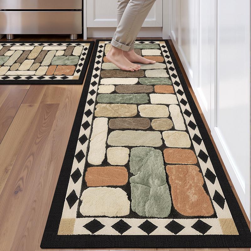 查看[1pc Kitchen Mat with Geometric Pattern, Simple Nordic Style, Non ...