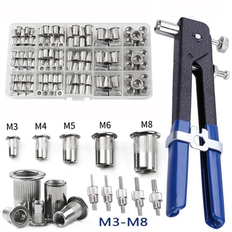 Rivet Nut Gun Kit, Heavy Duty 150pcs M3/M4/M5/M6/M8 Nut Rivet Mandrels ...