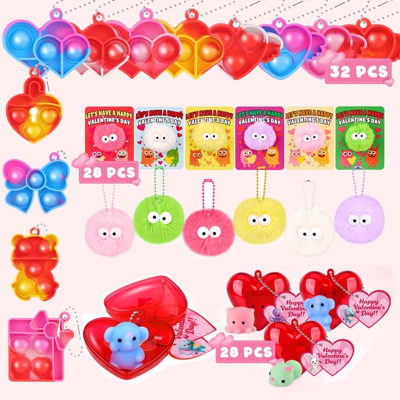 查看[32/28/28 Pack Valentine’s Day Gifts for Kids Pop Toys / Fluffy ...