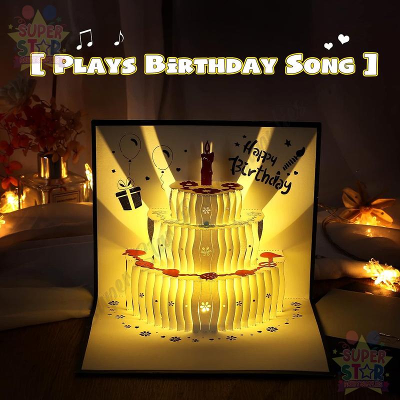 查看[3D Birthday Card With Sound And Lights Pop Up Cake Greeting Card ...