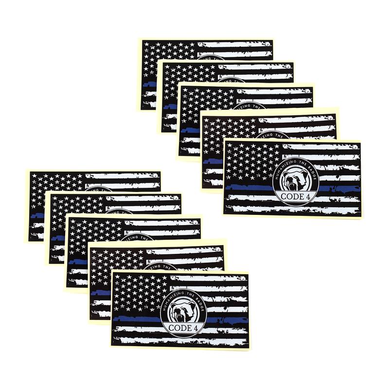 Code 4 Sticker American Thin Blue Line Sticker - Car & Laptop Decal - Patriotic Police ...