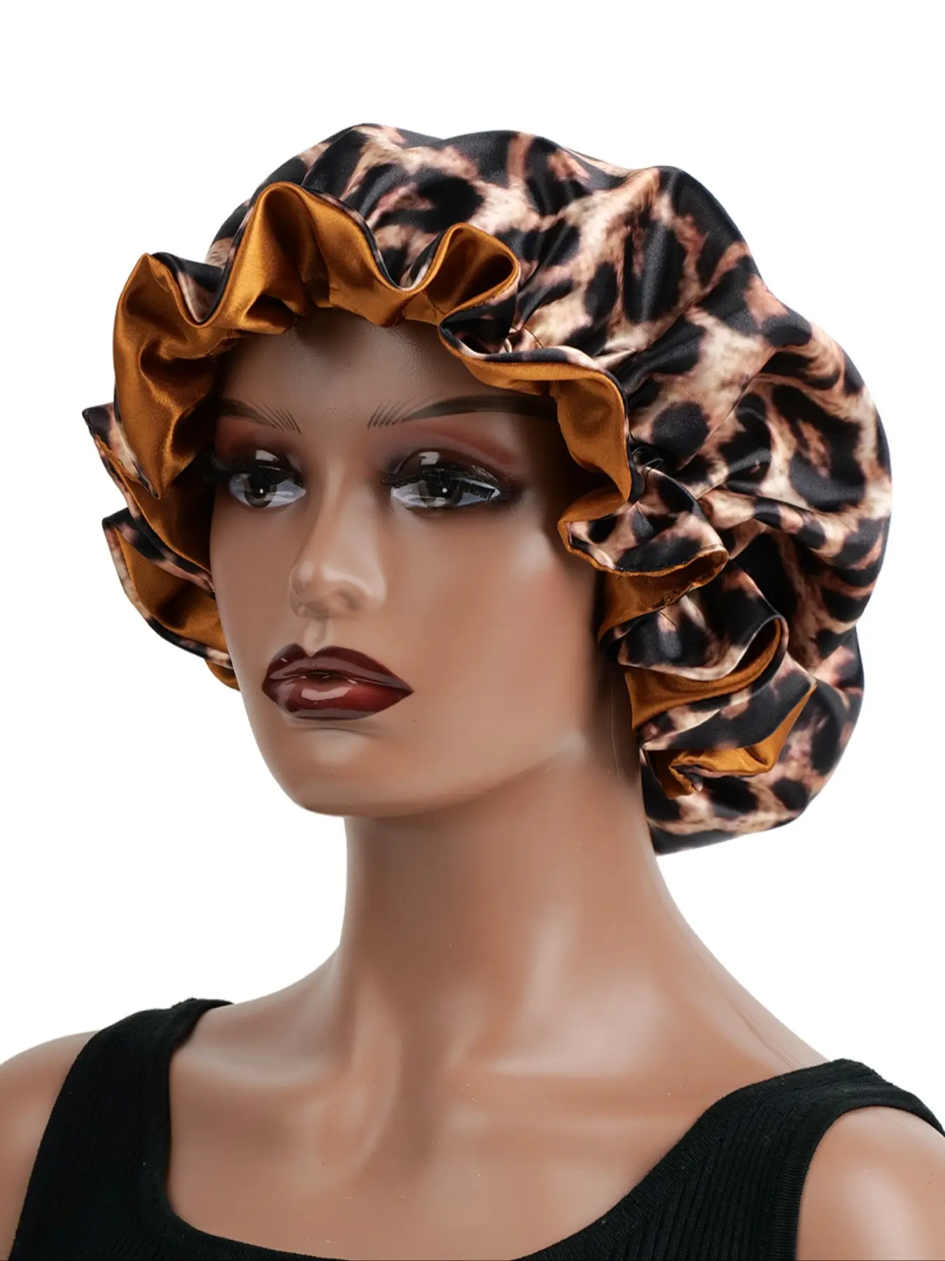 Leopard Print Lace Sleep Cap Hair Hat for Men and Women, Soft Comfortable Material, Christmas Gift, Daily Sleep Wear