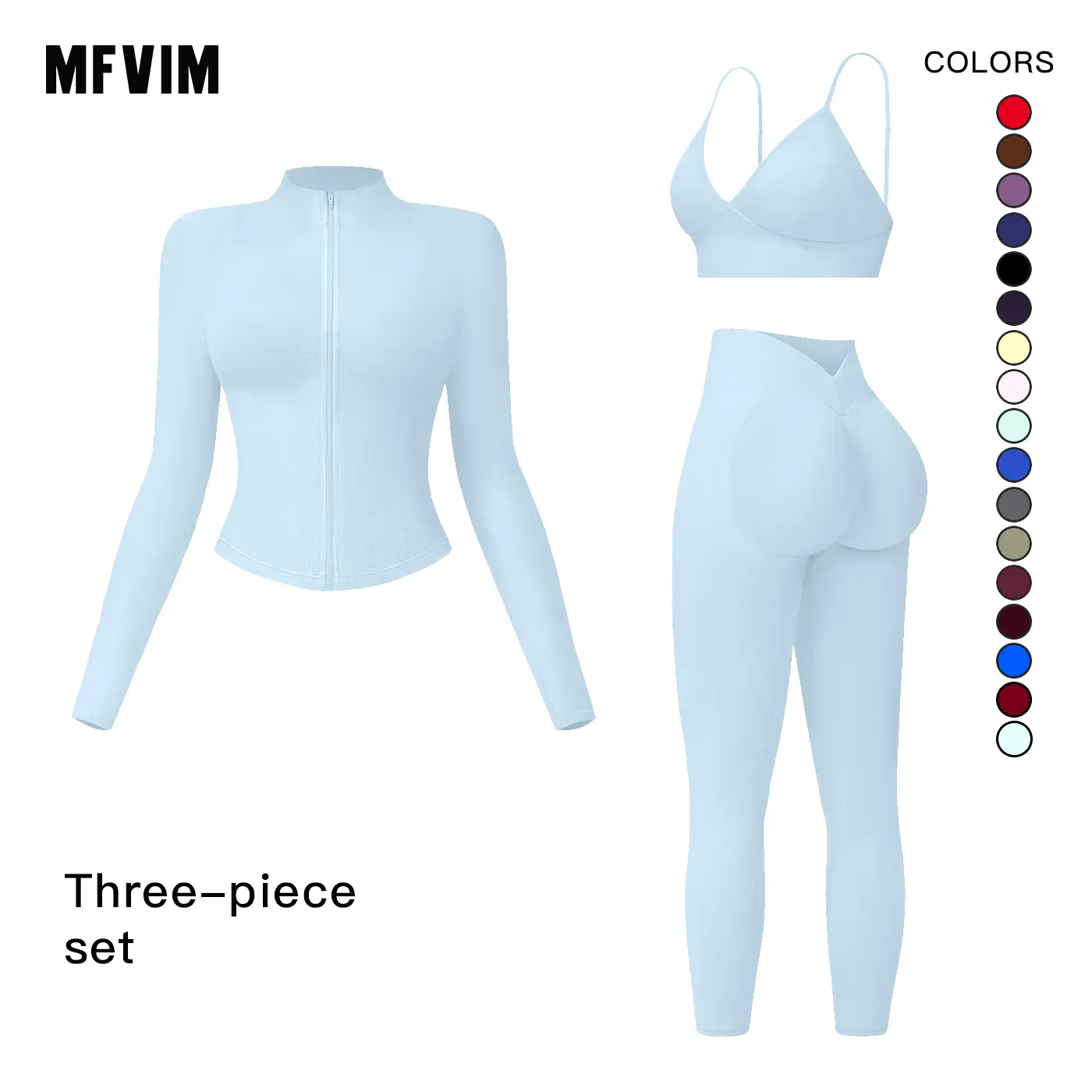 Women's Solid Criss Cross Crop Tank Top & High Waist Leggings & Zip Up Crop Jacket Tracksuit Set by MFVIM - Breathable Comfortable Outfits for Yoga, Gym, Workouts, Running, Yoga Wear, Workout Gym Clothing, Gym Sportswear, Casual Activewear SpringStatement