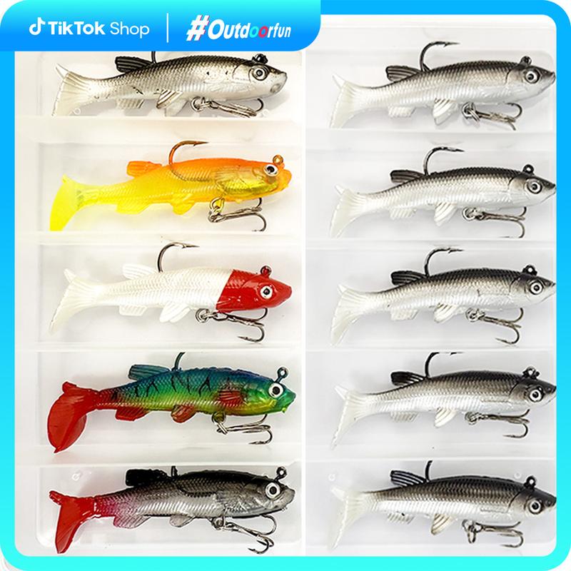 Artificial Fishing Bait with Hook, 5 Counts/Set Lifelike Fish Design ...