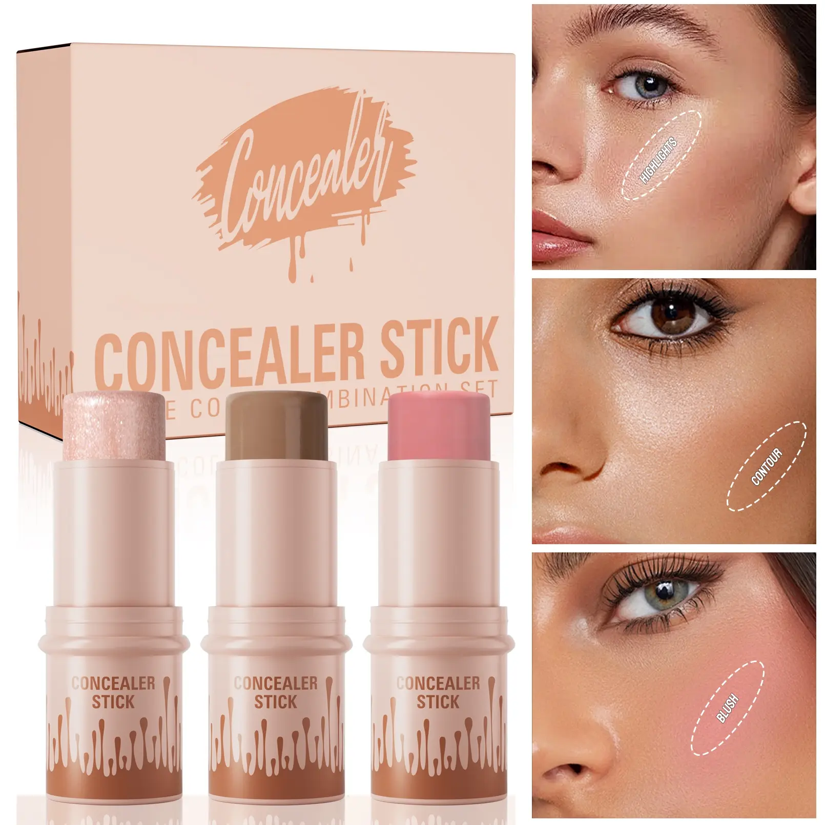 Multi-Use Three-Piece Makeup Stick Set, High Quali TikTok爆款商品分析 - GMV ...