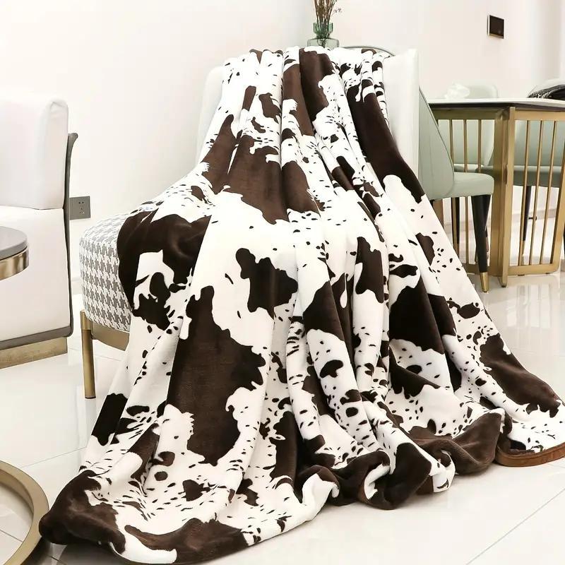 查看[Cow Print Flannel Blanket, 1 Count Casual Soft Throw Blanket, Air ...