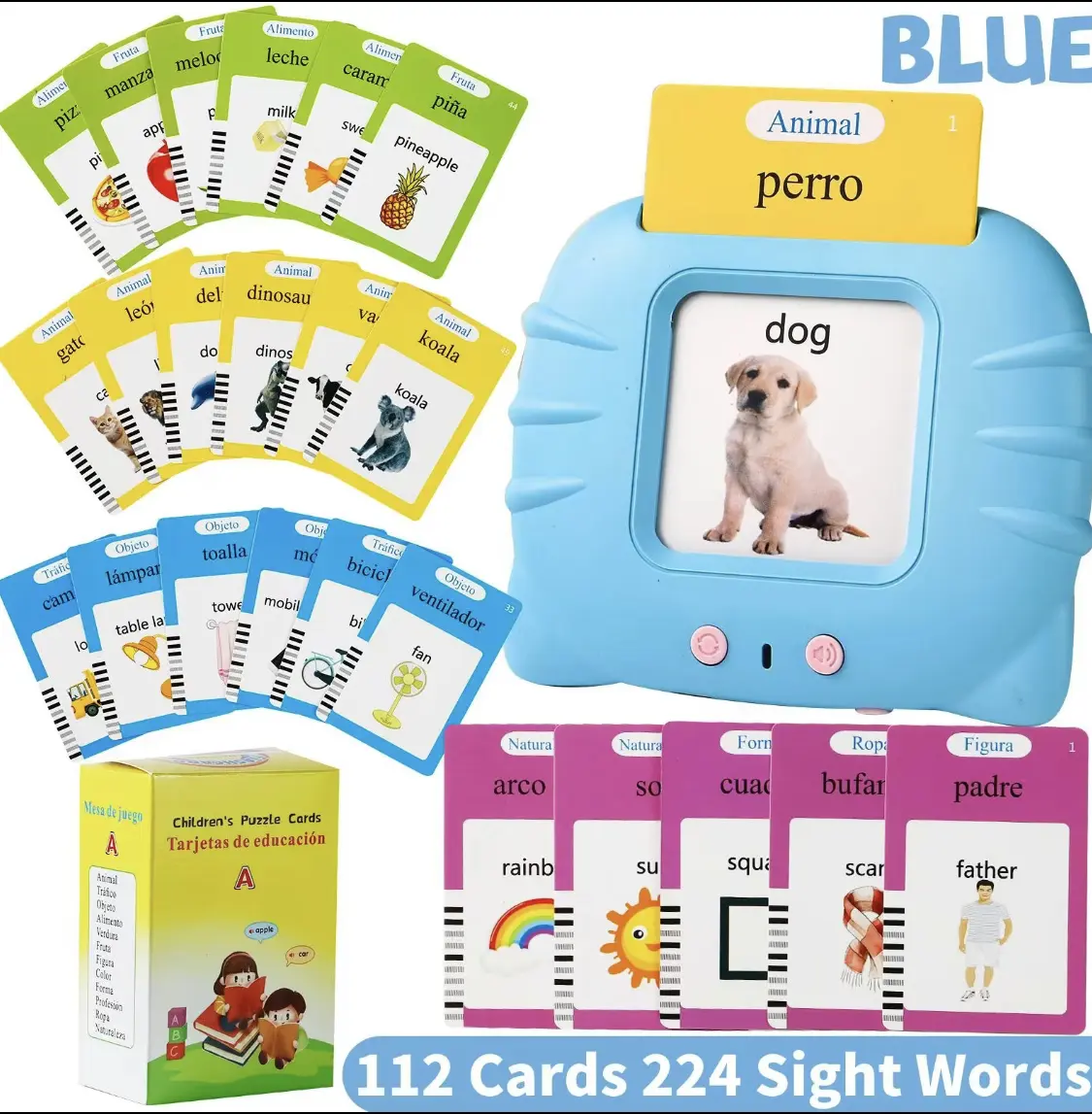 查看[Bilingual English & Spanish Talking FlashCardsToy for Kids 224 Sight ...