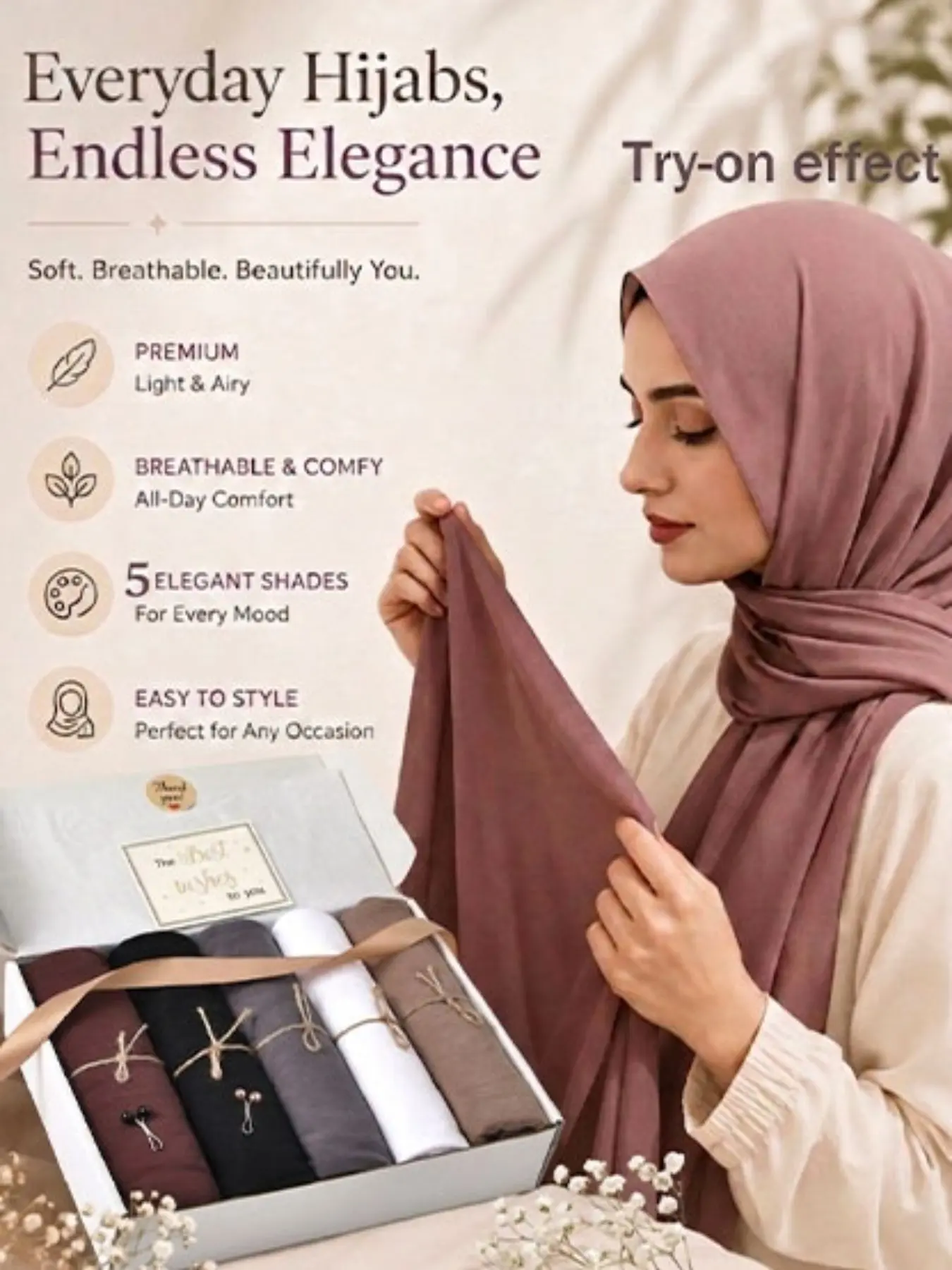 5pcs Women's Plain Muslim Headscarf Gift Set, 165*55cm，Soft Long Scarf, Fashionable Modesty Hijab Wrap, Ideal for Daily Wear, Perfect for Gifts