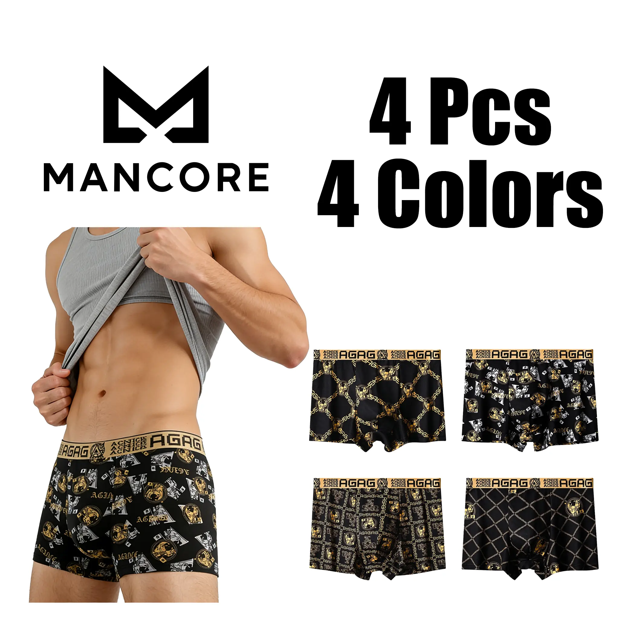 Mancore MANCORE 4PCS 8PCS Black gold Men's Wicking Cotton TikTok爆款商品分析 - GMV/销量 ...