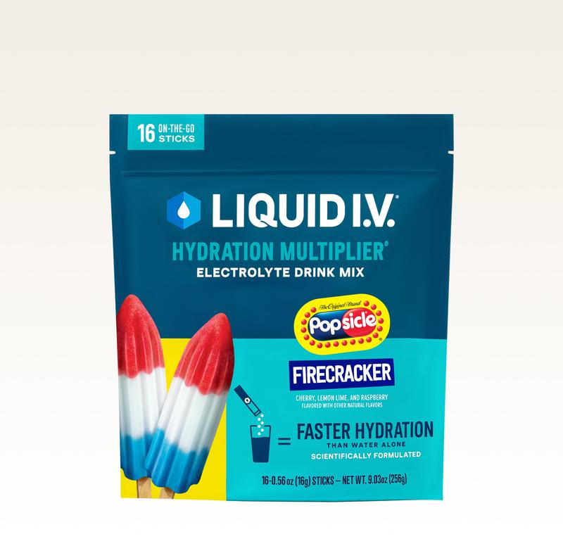 Liquid I.V. Hydration Multiplier - Popsicle Firecracker - Hydration Powder Packets | Electrolyte Powder Drink Mix | Convenient Single-Serving Sticks | 8 Vitamins & Nutrients | 1 Pack (16 Servings)