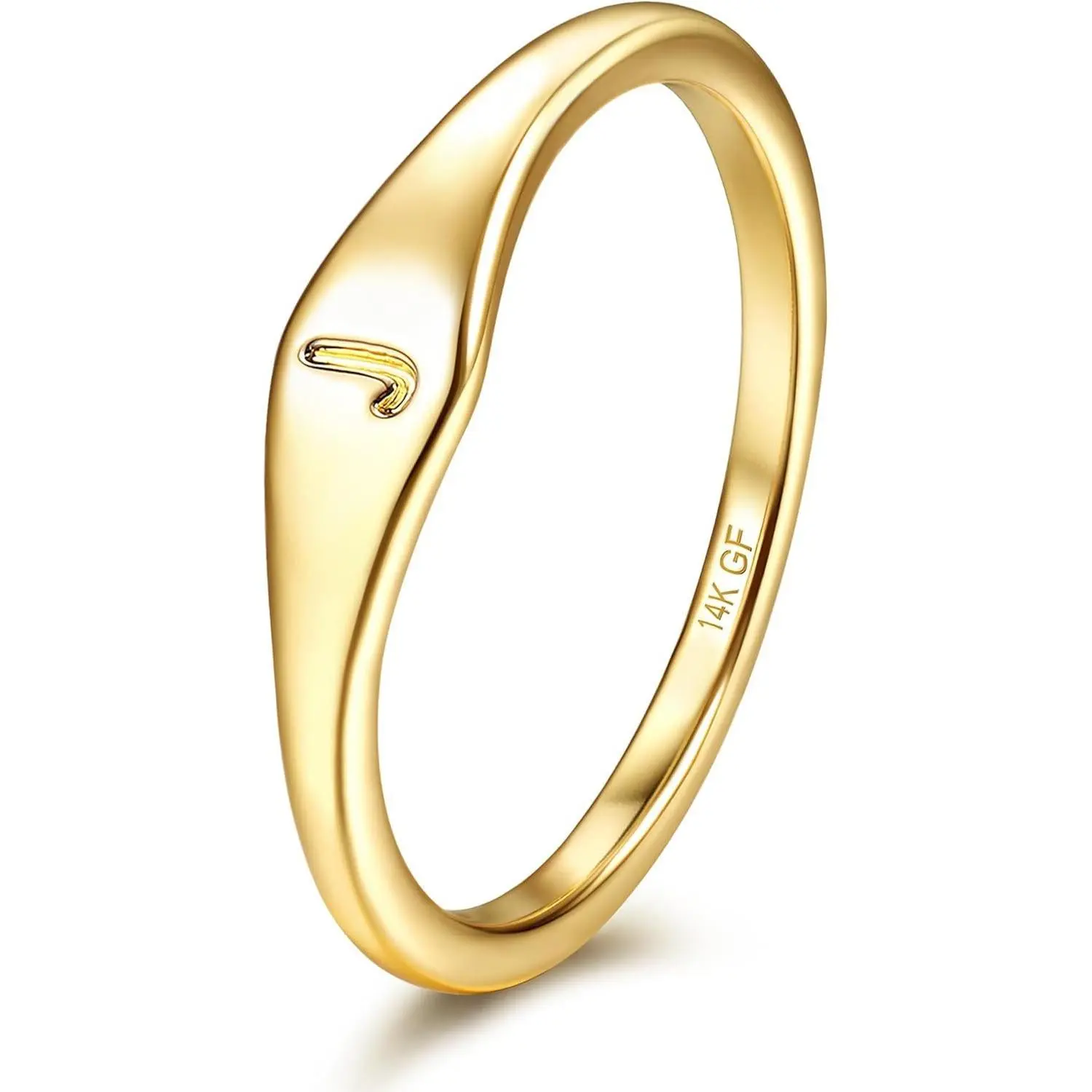 YADOCA 14K Plated Gold Filled Ring Initial Ring Dainty Simple Letter Band Rings Signet Stackable Pinky Alphabet Thin Thumb Rings for Women Non Tarnish Size 6 7 8 9 10