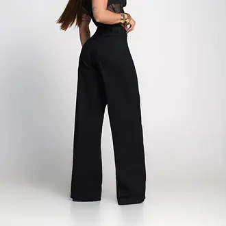 Calça Wide Leg Jeans Feminina Marmorizada CINZA CLARA Pantalona Boca larga Cintura Alta 100% Algodão Premium