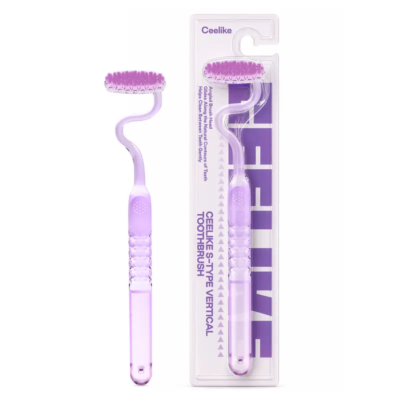 CEELIKE S-Type Vertical Toothbrush - Ultra-Fine Soft Bristles, Oval Design, Polypropylene & PBT Plastic Construction, Unisex Adults Deep Oral Cleaning Single Item Toothbrush, Daily Care, Non Toxic Toothbrush, Dental Brushes