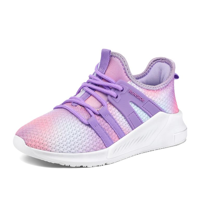 Runside Girls Tennis Shoes, Lightweight Breathable Gradient Kids Sneakers, Lace-Up Non-Slip Running Walking Shoes, Toddler/Little Kid/Big Kid