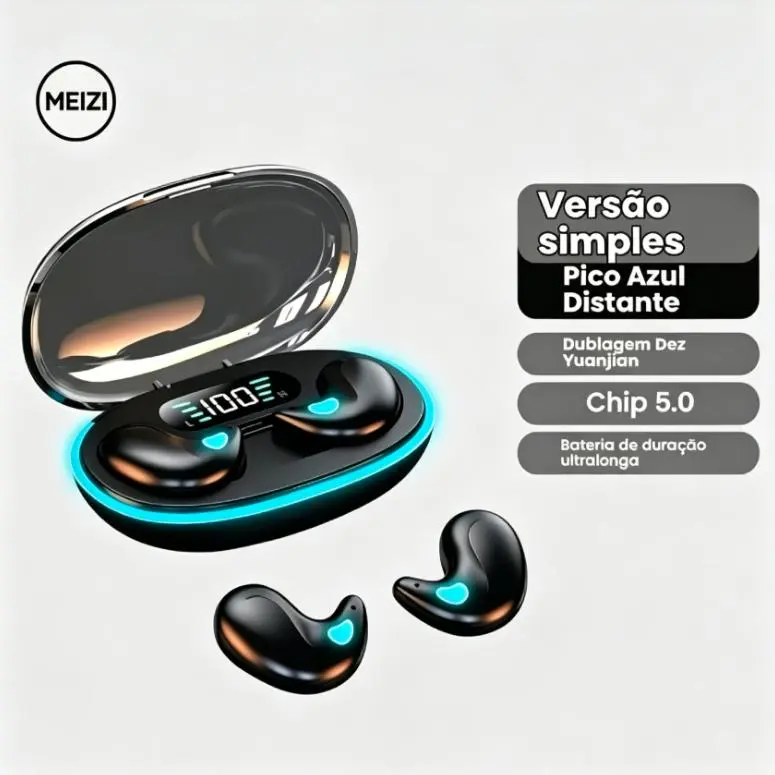 Novo Lançamento – X55 Plus Fones de Ouvido TWS Sleep Sem Fio, Bluetooth com Display LED, Som Estéreo Hi-Fi, À Prova d'Água e Cancelamento de Ruído.