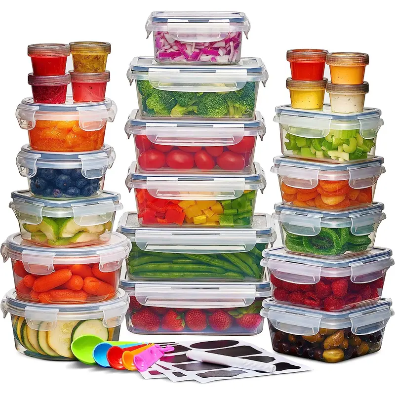 查看[24 Pcs Airtight Food Storage Container Set - BPA Free Clear Plastic ...