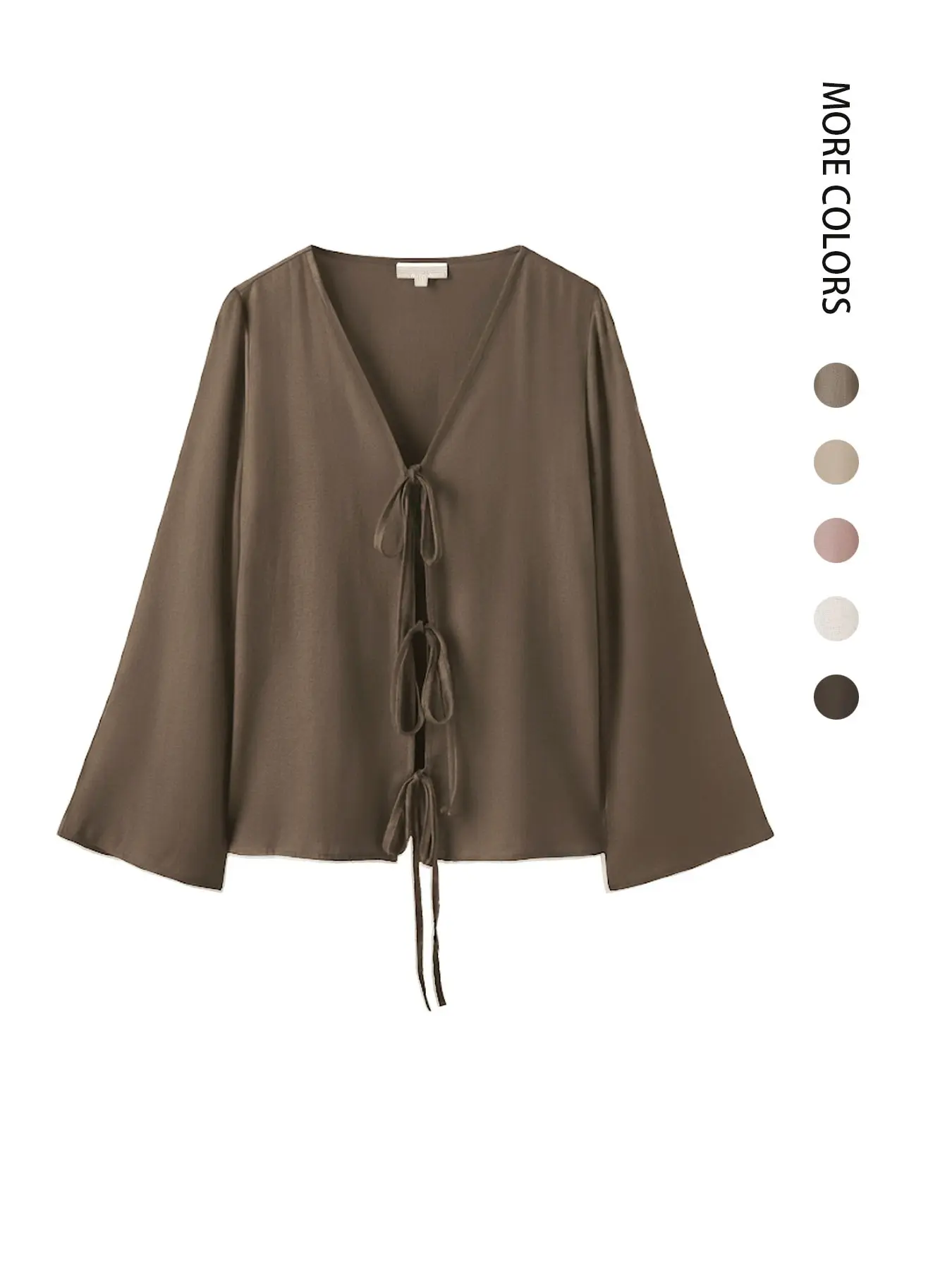 Women's Lightweight Linen Tie-Front Long Sleeve Top Blouse, Boho Shirt Blouse, Boho Loose Blouse, Boho Chic Sleeve, Casual Summer Fashion, Breathable & Comfortable Design, Perfect for Daily Wear