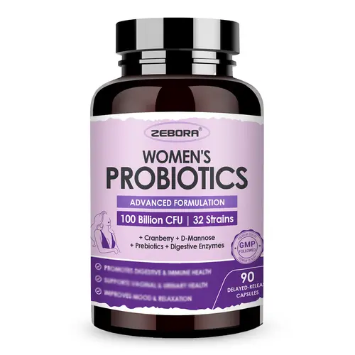 ZEBORA Probiotic Capsules for Women 90 Capsules with Cranberry, Immune Support, Fiber, 5-Layer Protective Design, Sugar Free, 150ml - Healthcare