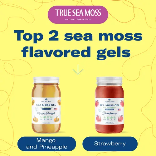 TrueSeaMoss 2-Bottle Bundle: Mango-Pineapple & Strawberry – Energy & Multivitamin Boost, GMO & Gluten Free, Made in USA